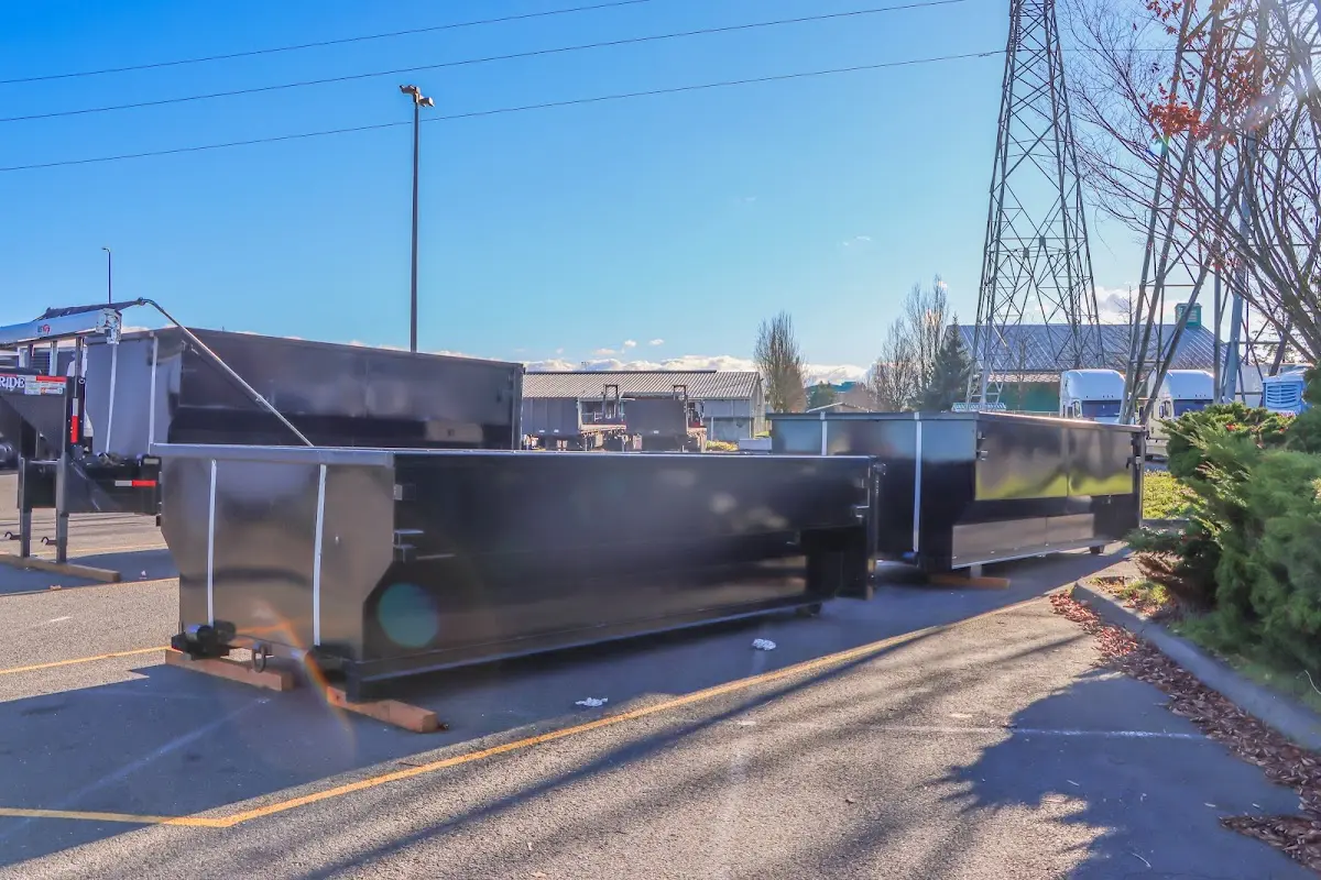 Roll-off dumpster ready for waste disposal at job site for 4 Yard Dumpster Rental in Columbia